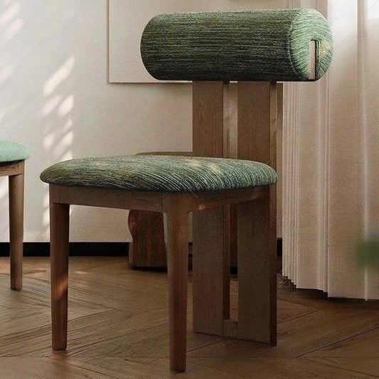 French retro Ash Solid wood dining chair home light luxury vanity chair