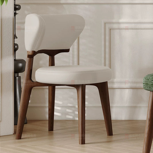 Chenille retro Ash wood dining chair vanity chair