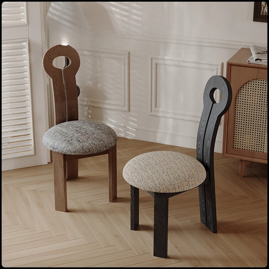 Space-Saving Solid Walnut Wood Dining Chair Light Luxury Upholstered Designer Vanity Chair