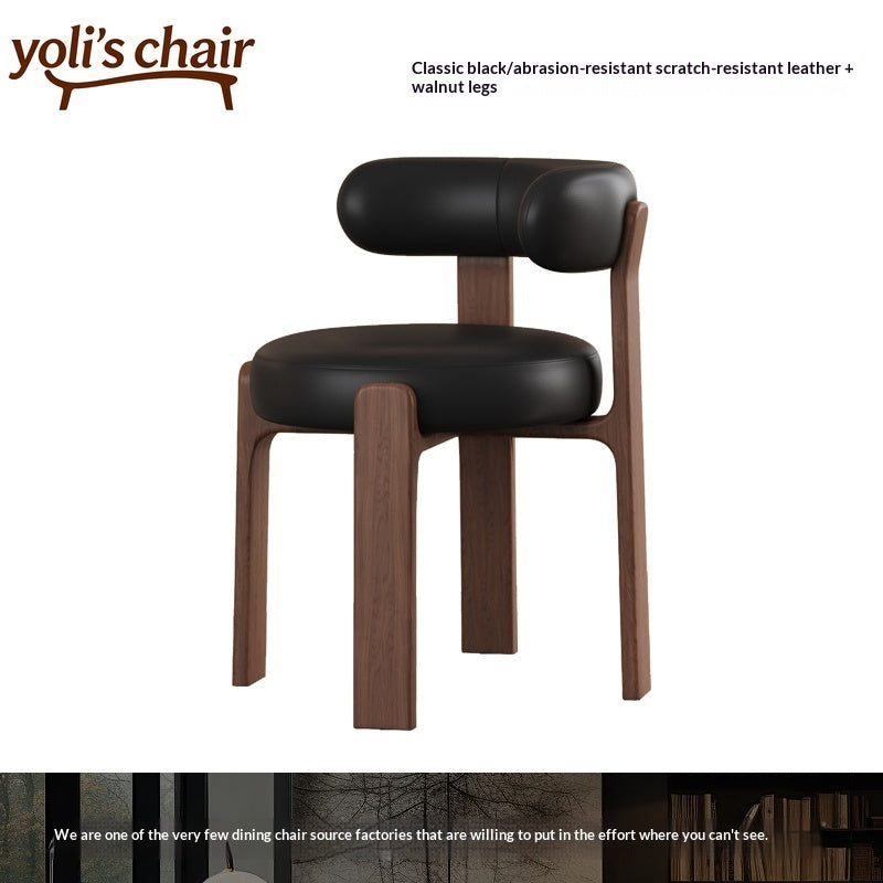 French retro solid wood dining chair household wabi sabi antique dining table and chair designer high-end Nordic backrest chair