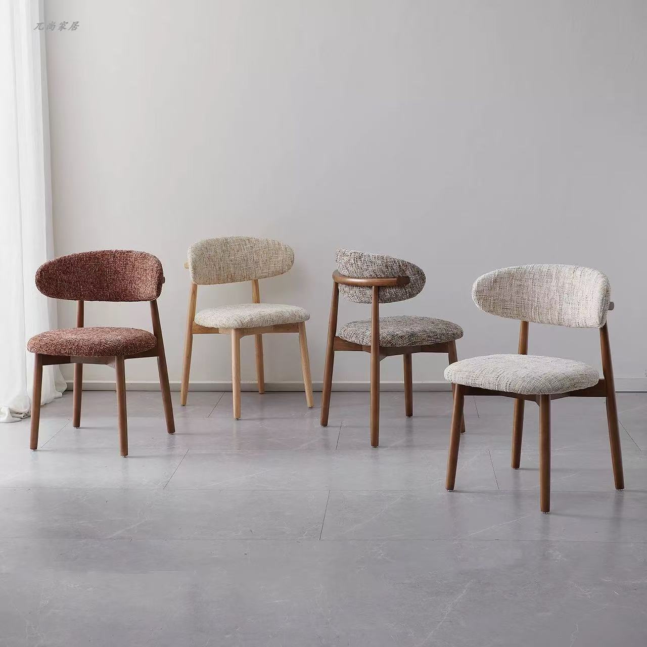 Modern medieval-style solid wood dining chair