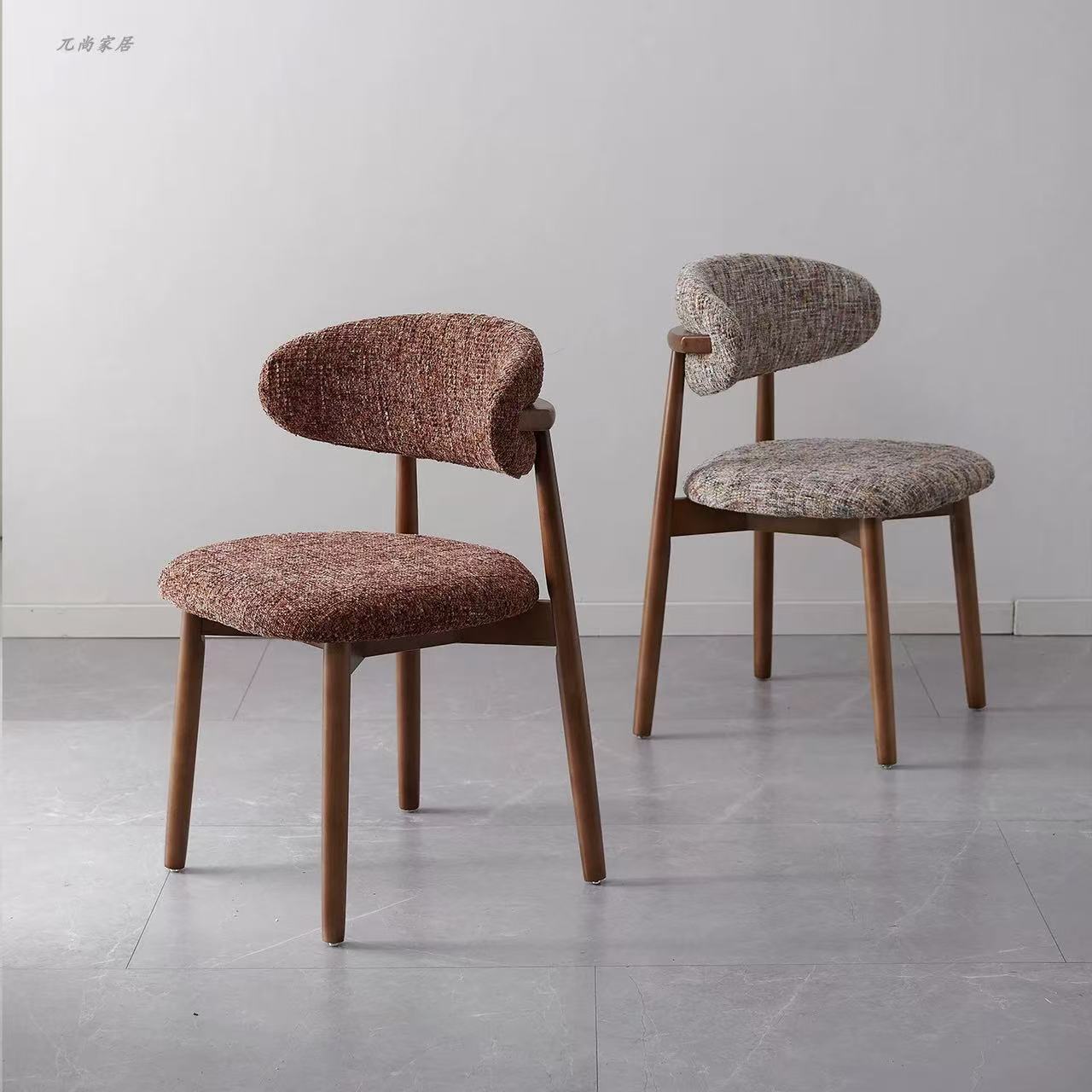 Modern medieval-style solid wood dining chair