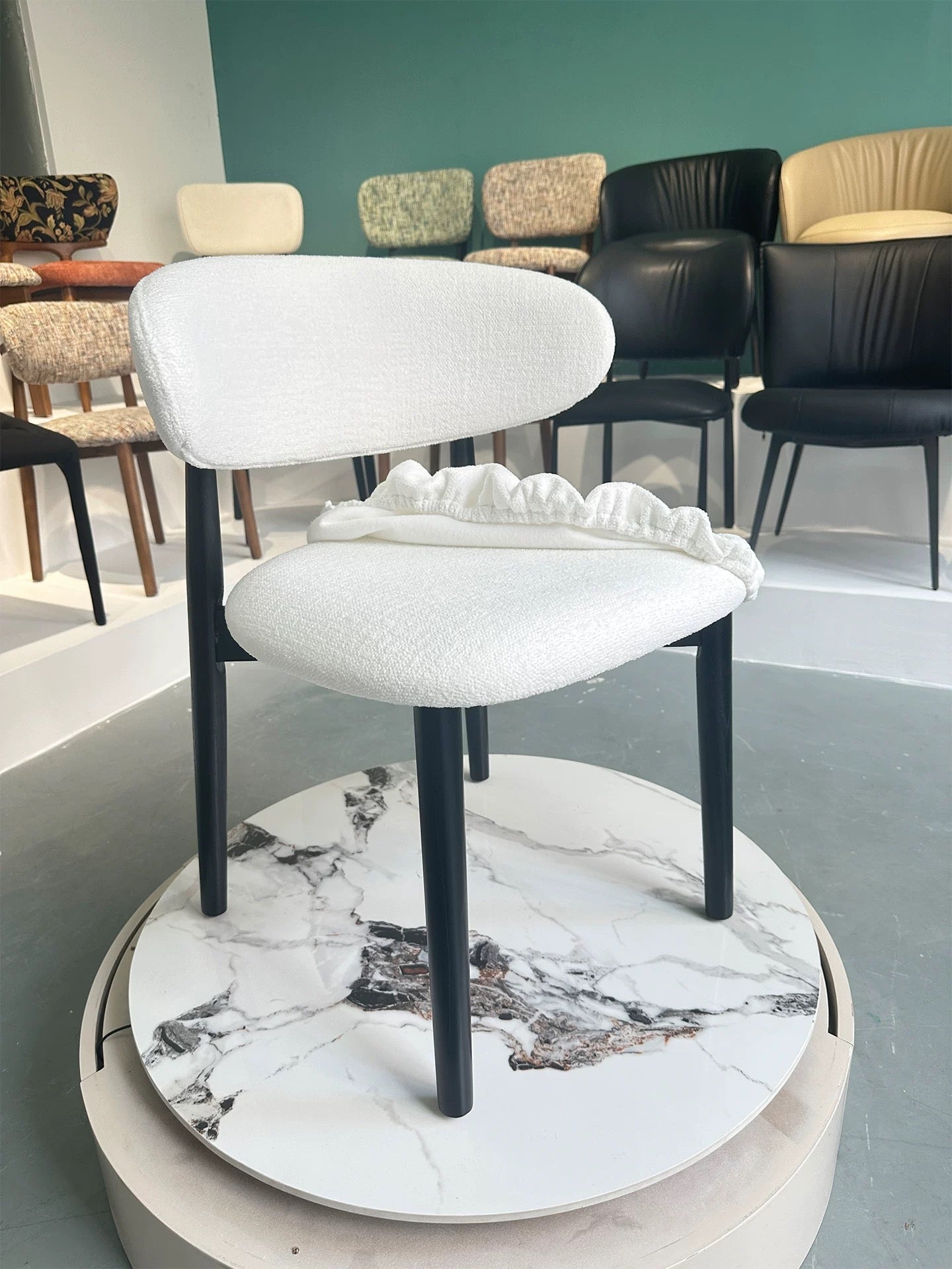 Removable cover set in matching color fabric (one set per chair)