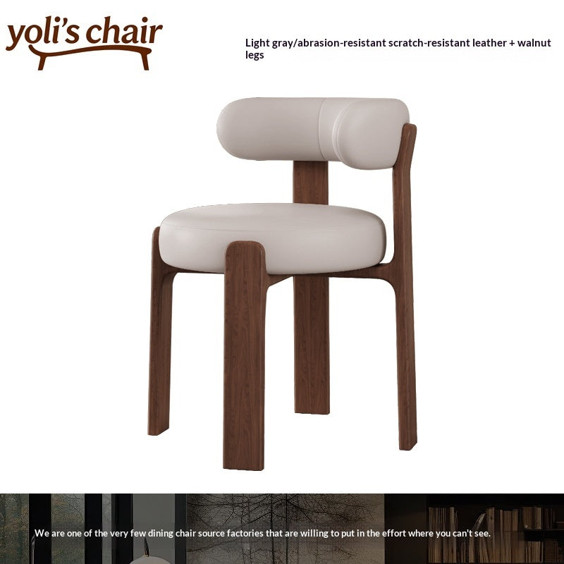 French retro solid wood dining chair household wabi sabi antique dining table and chair designer high-end Nordic backrest chair