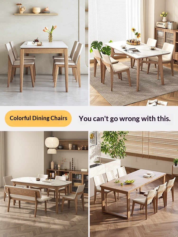Nordic ash wood solid wood dining chair modern simple home soft bag back chair eating chair casual leather chair