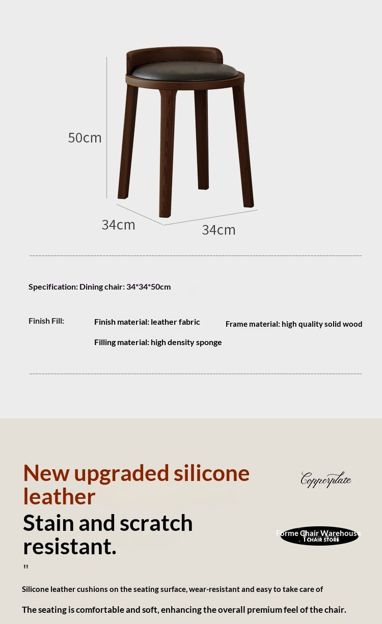 Medium walnut color simple home solid wood upholstery designer high-end restaurant makeup stool backless small apartment