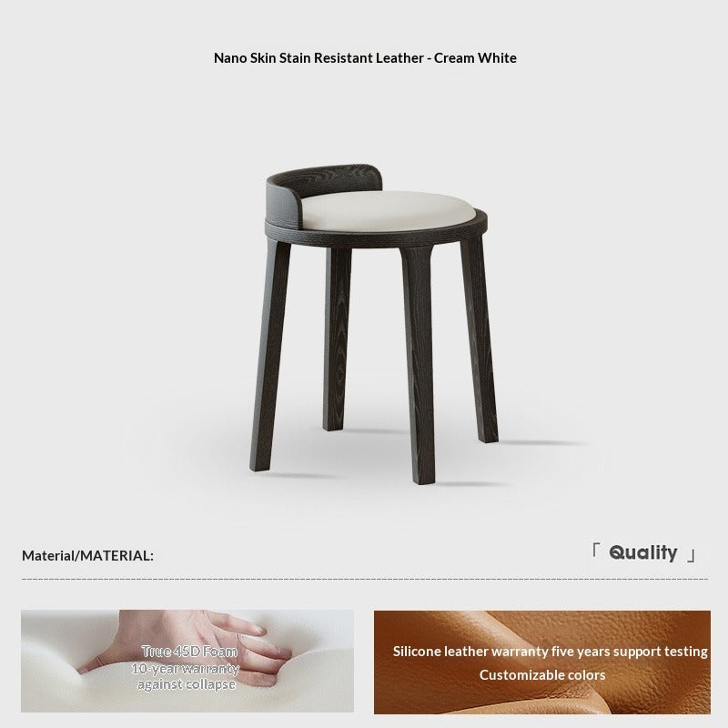 Medium walnut color simple home solid wood upholstery designer high-end restaurant makeup stool backless small apartment