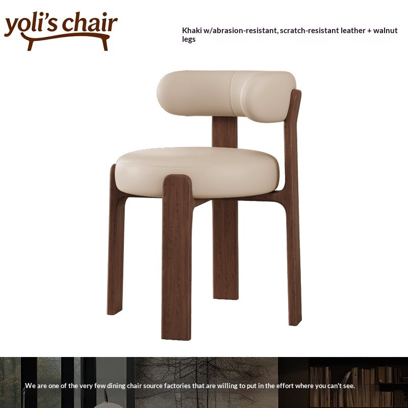 French retro solid wood dining chair household wabi sabi antique dining table and chair designer high-end Nordic backrest chair