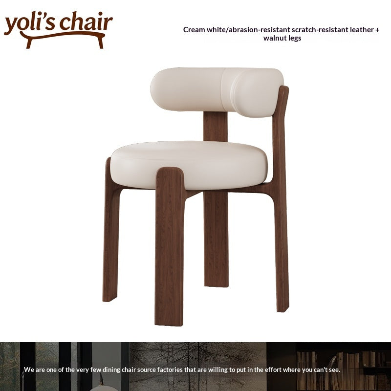 French retro solid wood dining chair household wabi sabi antique dining table and chair designer high-end Nordic backrest chair