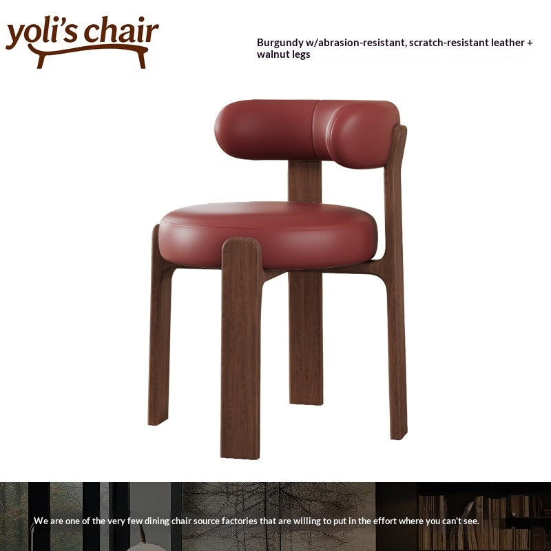 French retro solid wood dining chair household wabi sabi antique dining table and chair designer high-end Nordic backrest chair