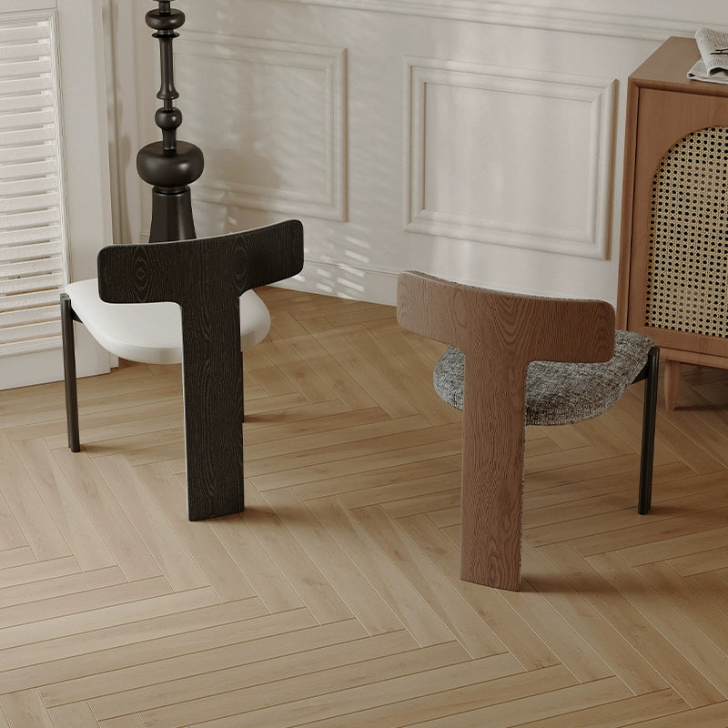 Nordic solid wood dining chair hotel designer high-end chair minimalist model room curved ash wood premium leather chair