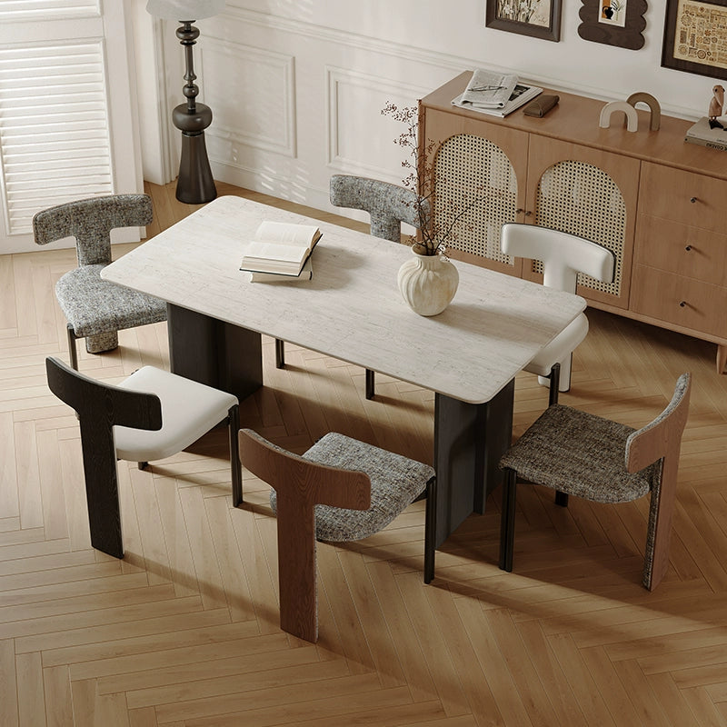 Nordic solid wood dining chair hotel designer high-end chair minimalist model room curved ash wood premium leather chair