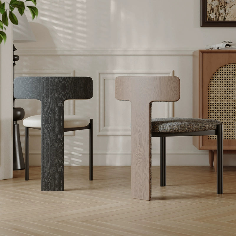 Nordic solid wood dining chair hotel designer high-end chair minimalist model room curved ash wood premium leather chair