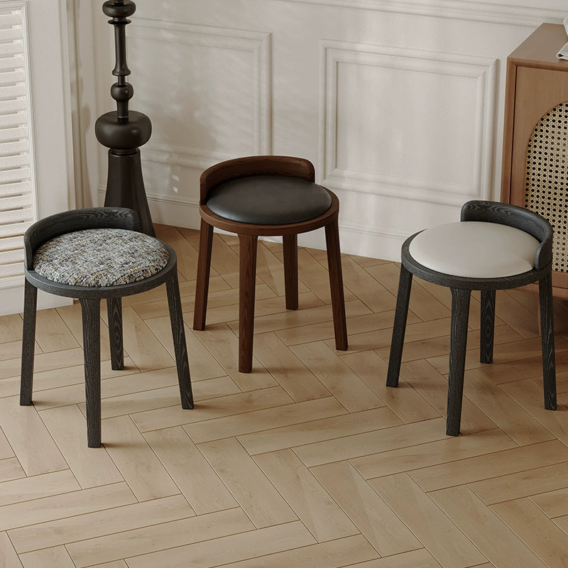 Medium walnut color simple home solid wood upholstery designer high-end restaurant makeup stool backless small apartment