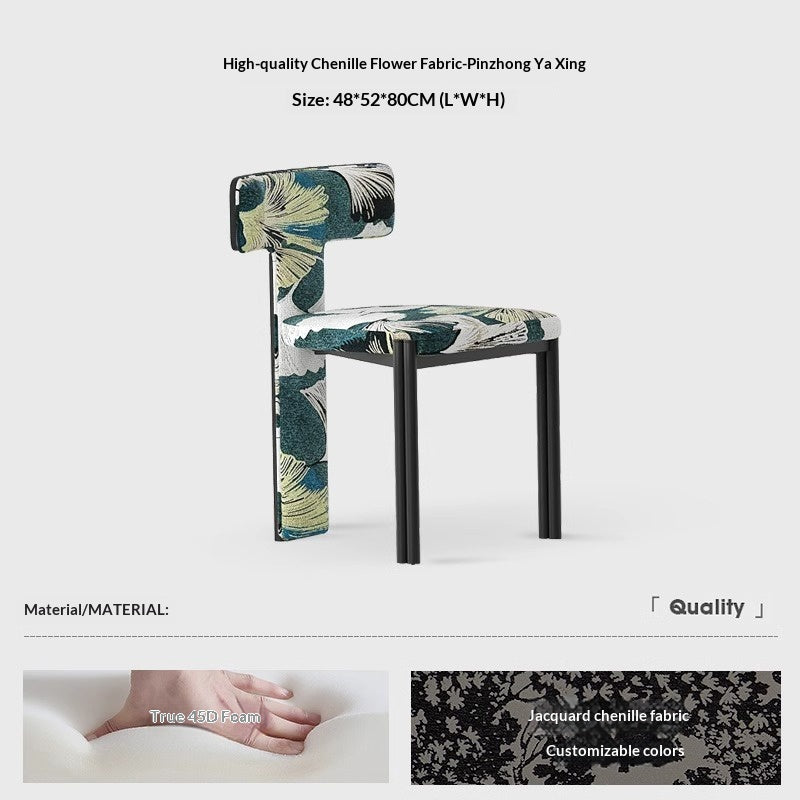 Nordic solid wood dining chair hotel designer high-end chair minimalist model room curved ash wood premium leather chair