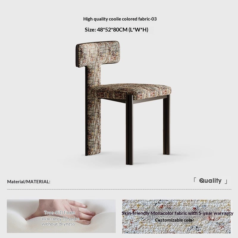 Nordic solid wood dining chair hotel designer high-end chair minimalist model room curved ash wood premium leather chair