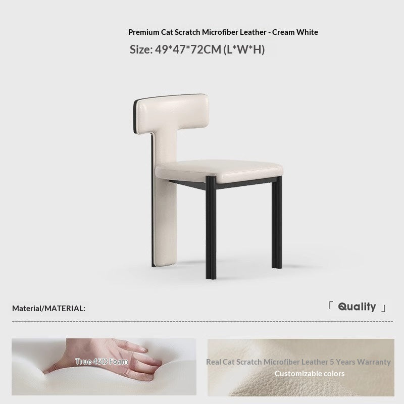 Nordic solid wood dining chair hotel designer high-end chair minimalist model room curved ash wood premium leather chair