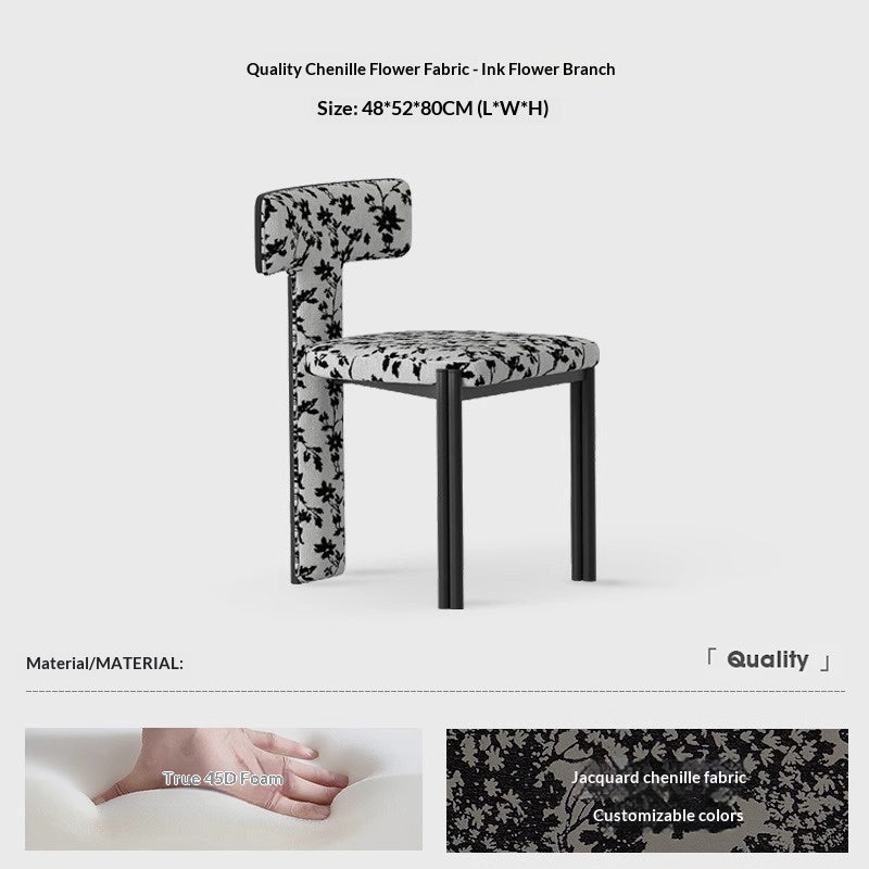 Nordic solid wood dining chair hotel designer high-end chair minimalist model room curved ash wood premium leather chair