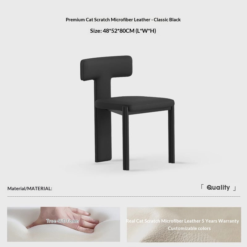 Nordic solid wood dining chair hotel designer high-end chair minimalist model room curved ash wood premium leather chair