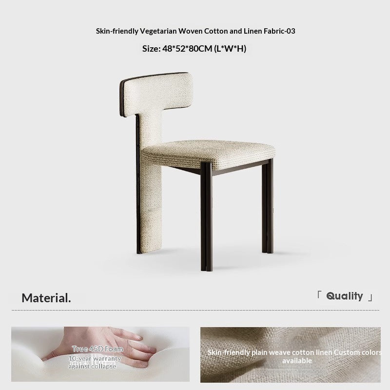 Nordic solid wood dining chair hotel designer high-end chair minimalist model room curved ash wood premium leather chair