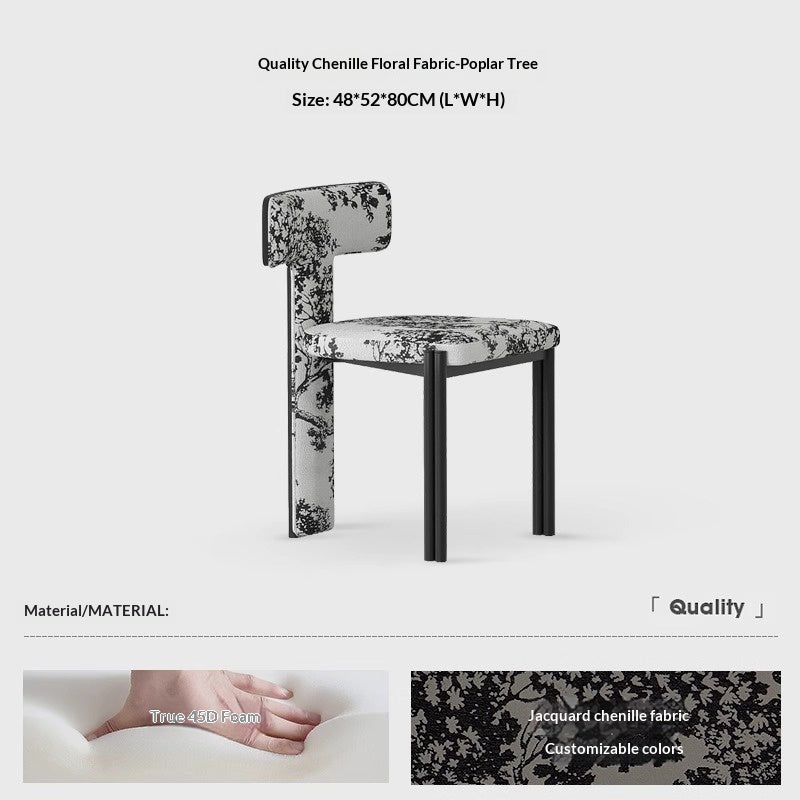 Nordic solid wood dining chair hotel designer high-end chair minimalist model room curved ash wood premium leather chair