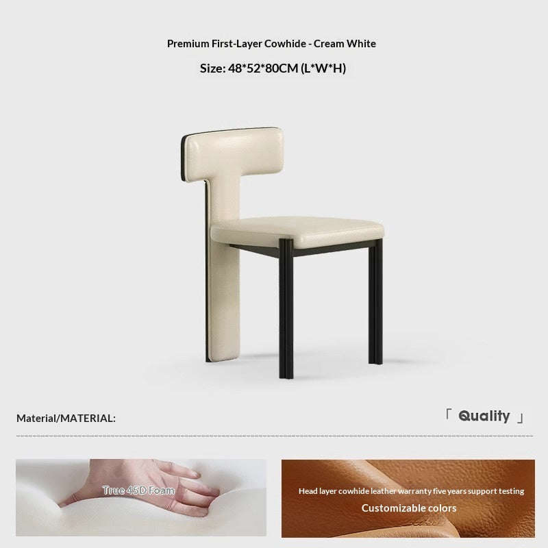 Nordic solid wood dining chair hotel designer high-end chair minimalist model room curved ash wood premium leather chair