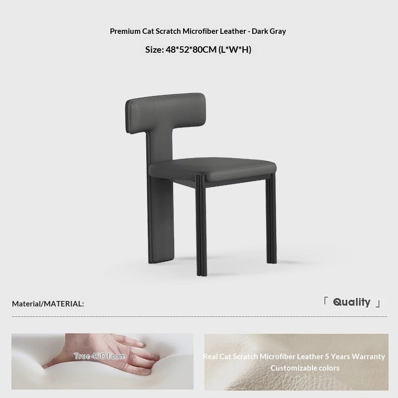 Nordic solid wood dining chair hotel designer high-end chair minimalist model room curved ash wood premium leather chair