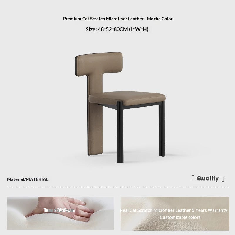 Nordic solid wood dining chair hotel designer high-end chair minimalist model room curved ash wood premium leather chair