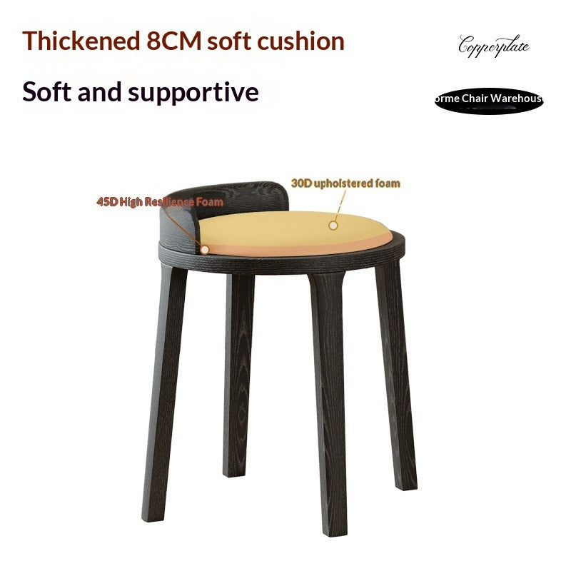 Medium walnut color simple home solid wood upholstery designer high-end restaurant makeup stool backless small apartment