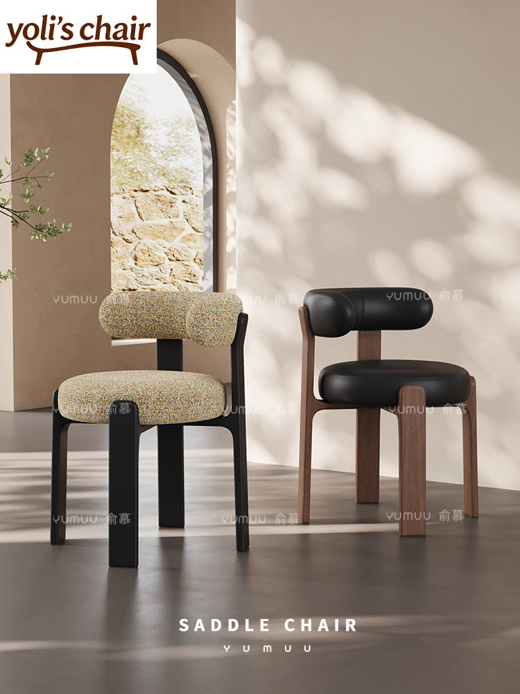 French retro solid wood dining chair household wabi sabi antique dining table and chair designer high-end Nordic backrest chair