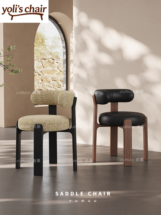 French retro solid wood dining chair household wabi sabi antique dining table and chair designer high-end Nordic backrest chair