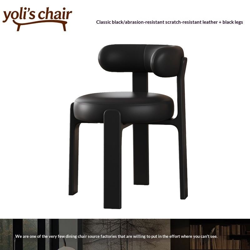 French retro solid wood dining chair household wabi sabi antique dining table and chair designer high-end Nordic backrest chair