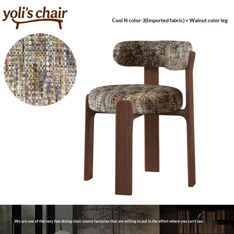 French retro solid wood dining chair household wabi sabi antique dining table and chair designer high-end Nordic backrest chair