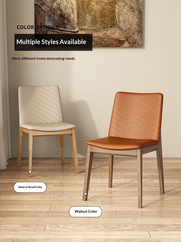Nordic ash wood solid wood dining chair modern simple home soft bag back chair eating chair casual leather chair